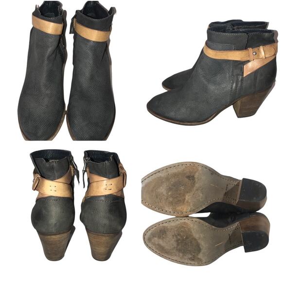 Dolce Vita Women Heeled Suede Ankle Boots Contrasting Ankle Strap Sz 10 - Picture 2 of 4